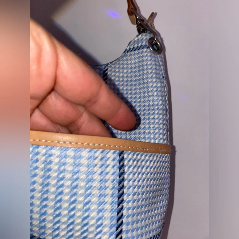 Small Lauren Ralph Lauren Hobo Plaid Blue Handbag - Picture 3 of 14
